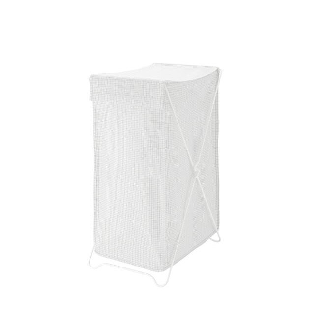 Cos de rufe cu 2 compartimente,Pliabil, cadru Otel, 90 L, alb