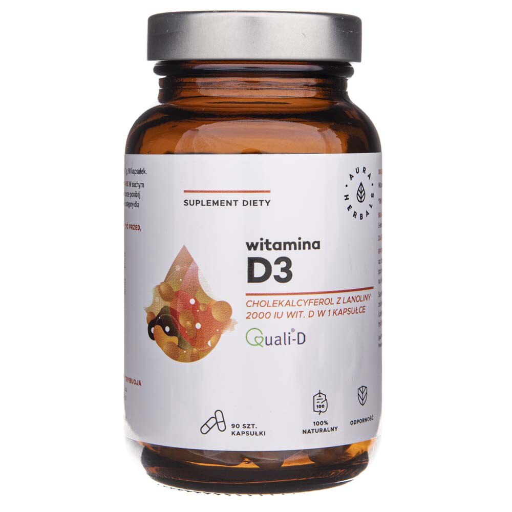 Supliment alimentar Aura Herbals, Vitamina D3, 2000 UI, 90 capsule