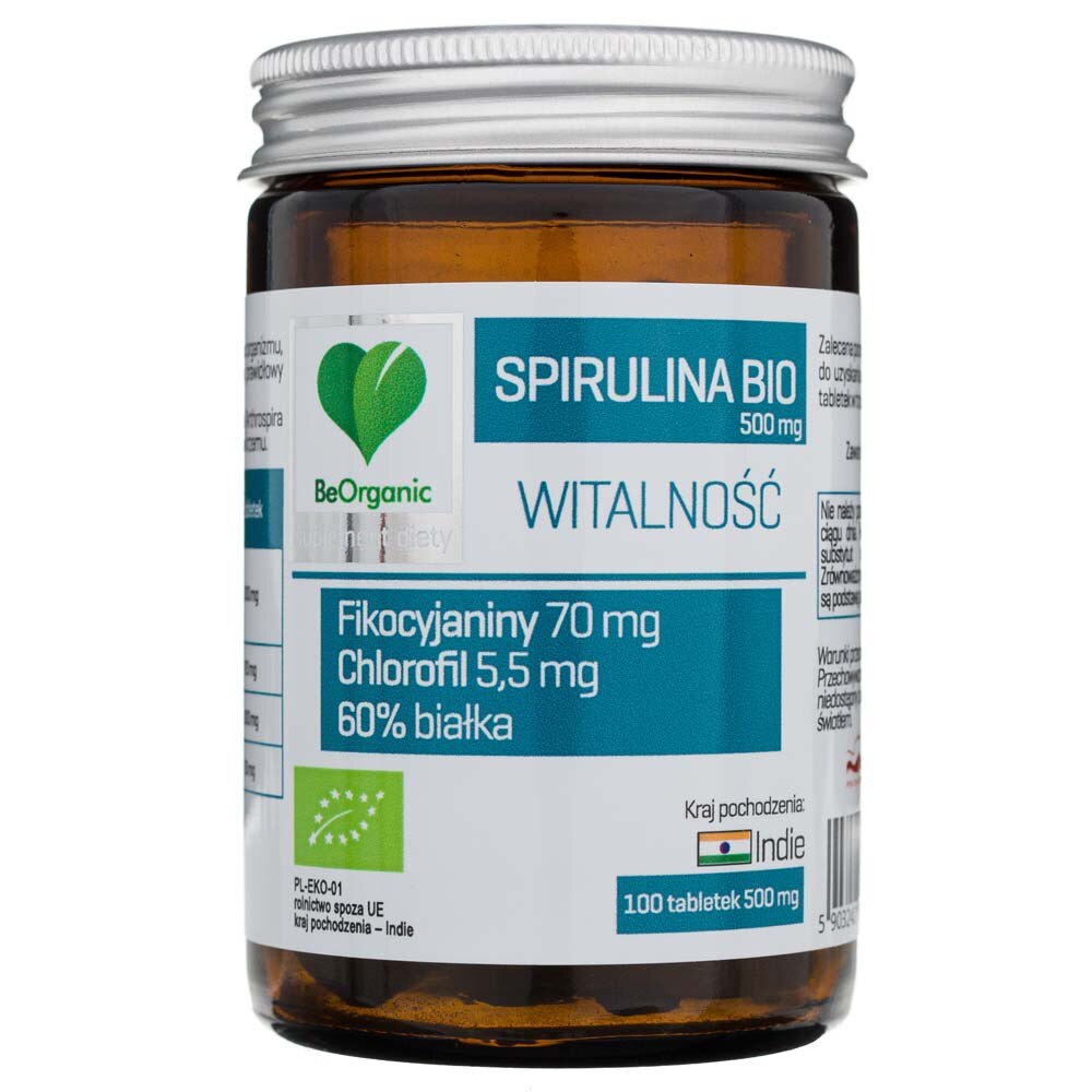 Supliment alimentar Aliness, BeOrganic Spirulina BIO, 500 mg, 100 comprimate
