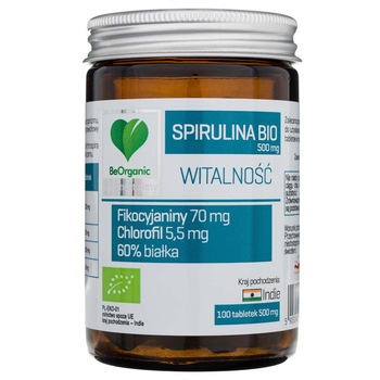 Supliment alimentar Aliness, BeOrganic Spirulina BIO, 500 mg, 100 comprimate Supliment alimentar Aliness, BeOrganic Spirulina BIO, 500 mg, 100 comprimate