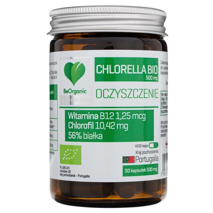 Supliment alimentar BeOrganic Chlorella BIO, 500 mg, 50 capsule