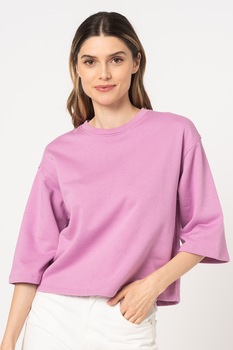 Vero Moda, Bluza sport din bumbac organic cu maneci 3/4 Prime, Roz Vero Moda, Bluza sport din bumbac organic cu maneci 3/4 Prime, Roz