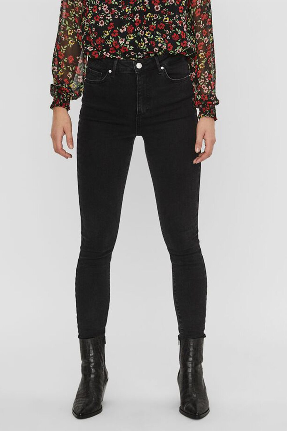 Vero Moda, Blugi skinny cu talie inalta, Negru, XS-L30