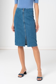 Vero Moda, Fusta cambrata din denim Molly, Albastru Vero Moda, Fusta cambrata din denim Molly, Albastru