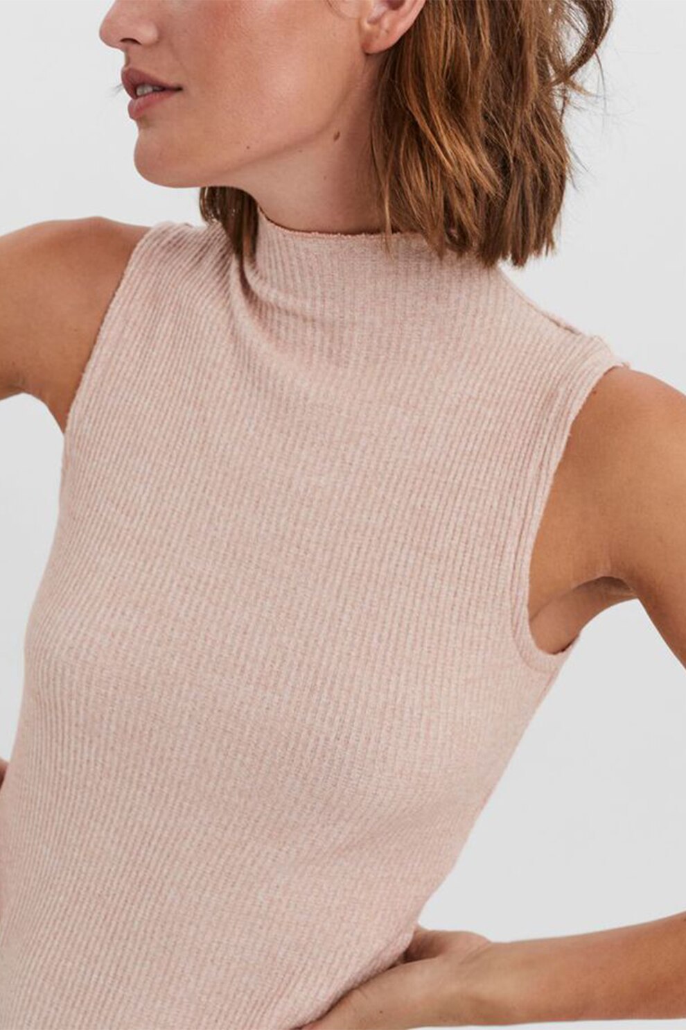 Vero Moda, Rochie bodycon din jerseu cu aspect striat, Roz pastel