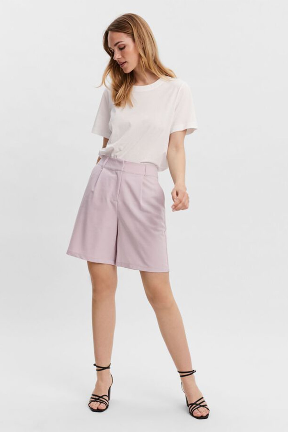 Vero Moda, Pantaloni scurti cu talie inalta si buzunare oblice Zelda, Lila