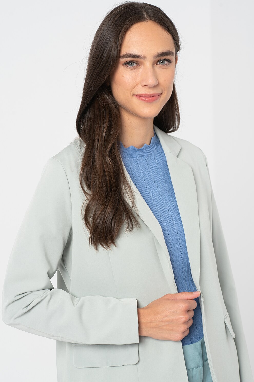 Vero Moda, Sacou lejer cu un nasture Zelda, Albastru pastel