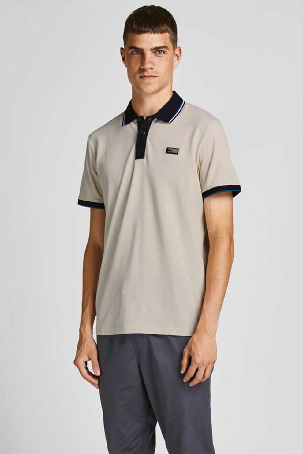 Jack&Jones, Tricou polo de material pique Charming, Bej