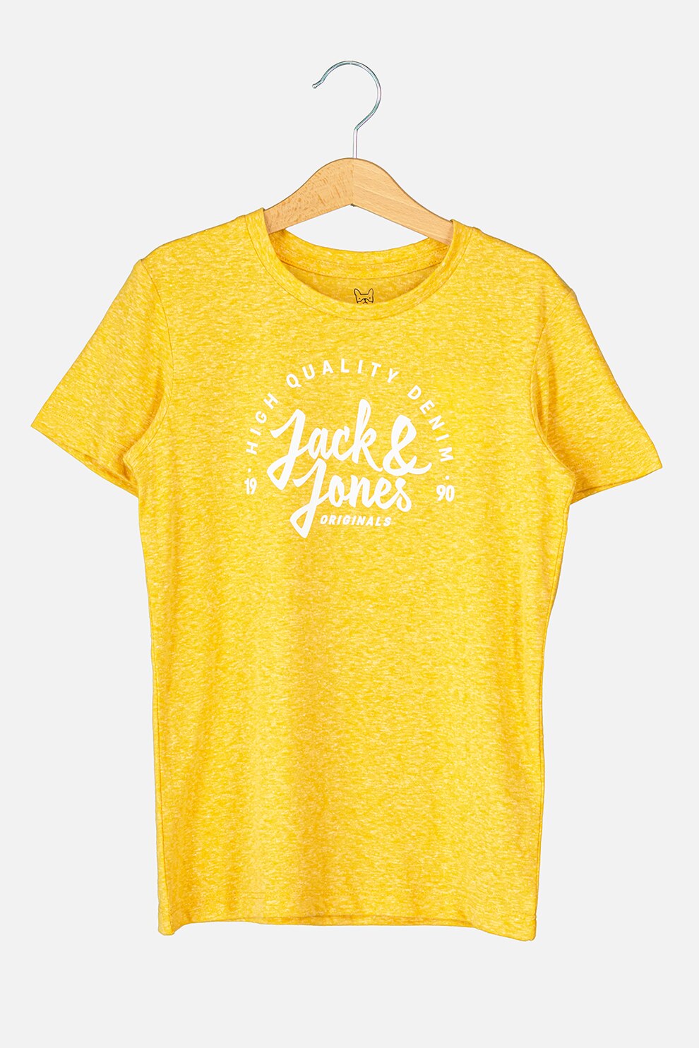 Jack&Jones, Tricou cu decolteu rotund si imprimeu logo, Oranj melange/alb, 152 CM