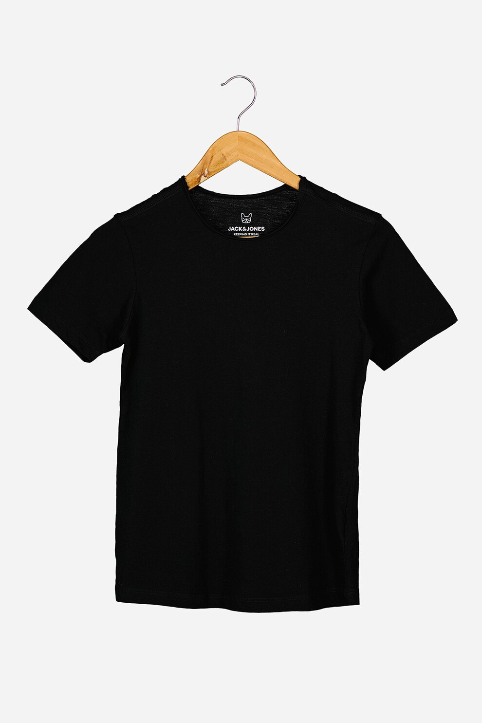 Jack&Jones, Tricou cu decolteu rotund cu model uni, Negru