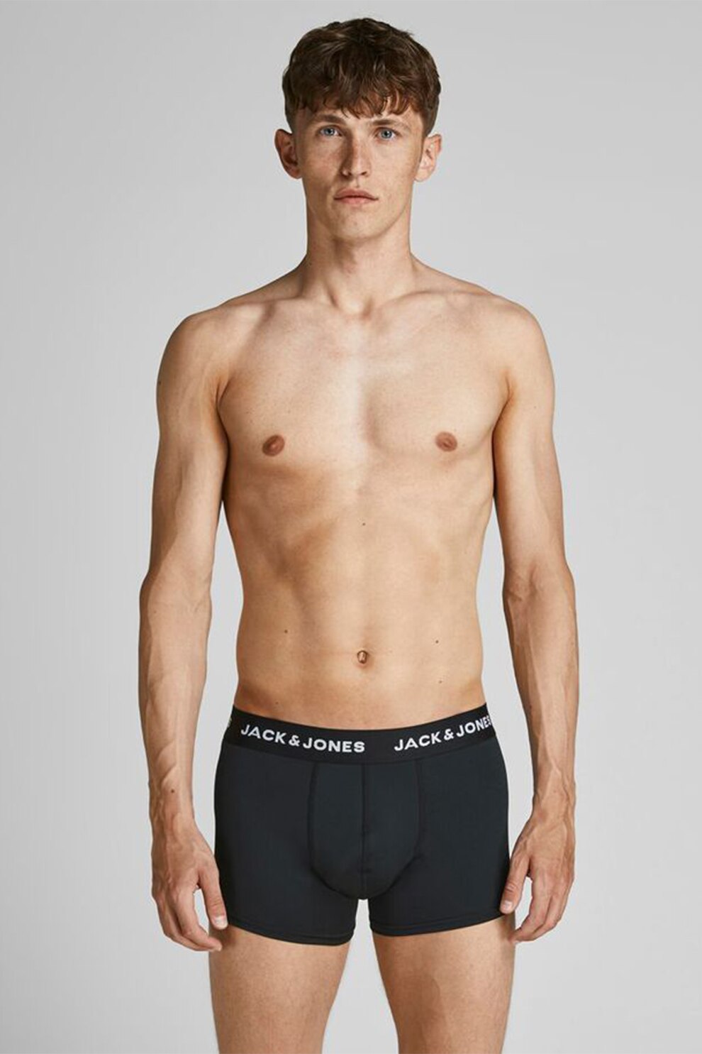 Jack&Jones, Boxeri din amestec de bumbac cu banda logo, Negru