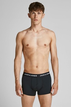 Jack&Jones, Boxeri din amestec de bumbac cu banda logo, Negru Jack&Jones, Boxeri din amestec de bumbac cu banda logo, Negru