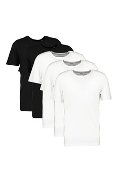 Jack&Jones, Set de tricouri din bumbac organic - 5 piese, Alb/Negru Jack&Jones, Set de tricouri din bumbac organic - 5 piese, Alb/Negru