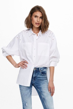 Only, Camasa lejera cu buzunare pe piept, Alb, XL Only, Camasa lejera cu buzunare pe piept, Alb, XL