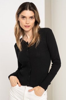 JdY, Bluza striata cu garnituri din dantela Nynne, Negru JdY, Bluza striata cu garnituri din dantela Nynne, Negru