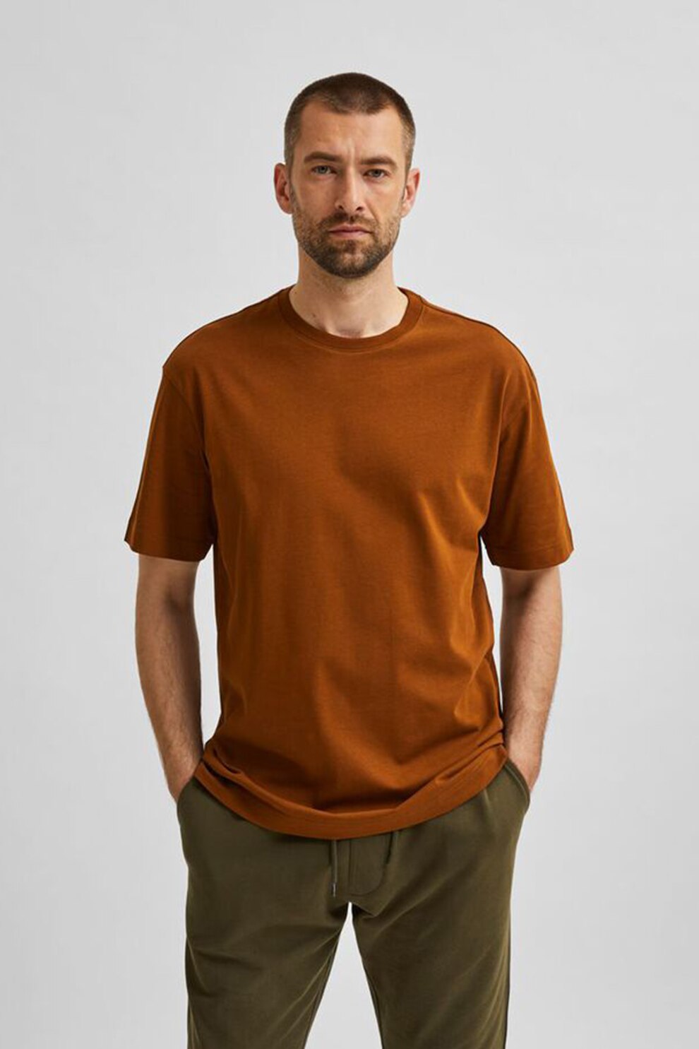 Selected Homme, Tricou lejer de bumbac organic, Scortisoara