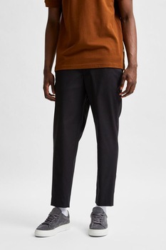 Selected Homme, Pantaloni slim fit din amestec de bumbac organic, Negru Selected Homme, Pantaloni slim fit din amestec de bumbac organic, Negru