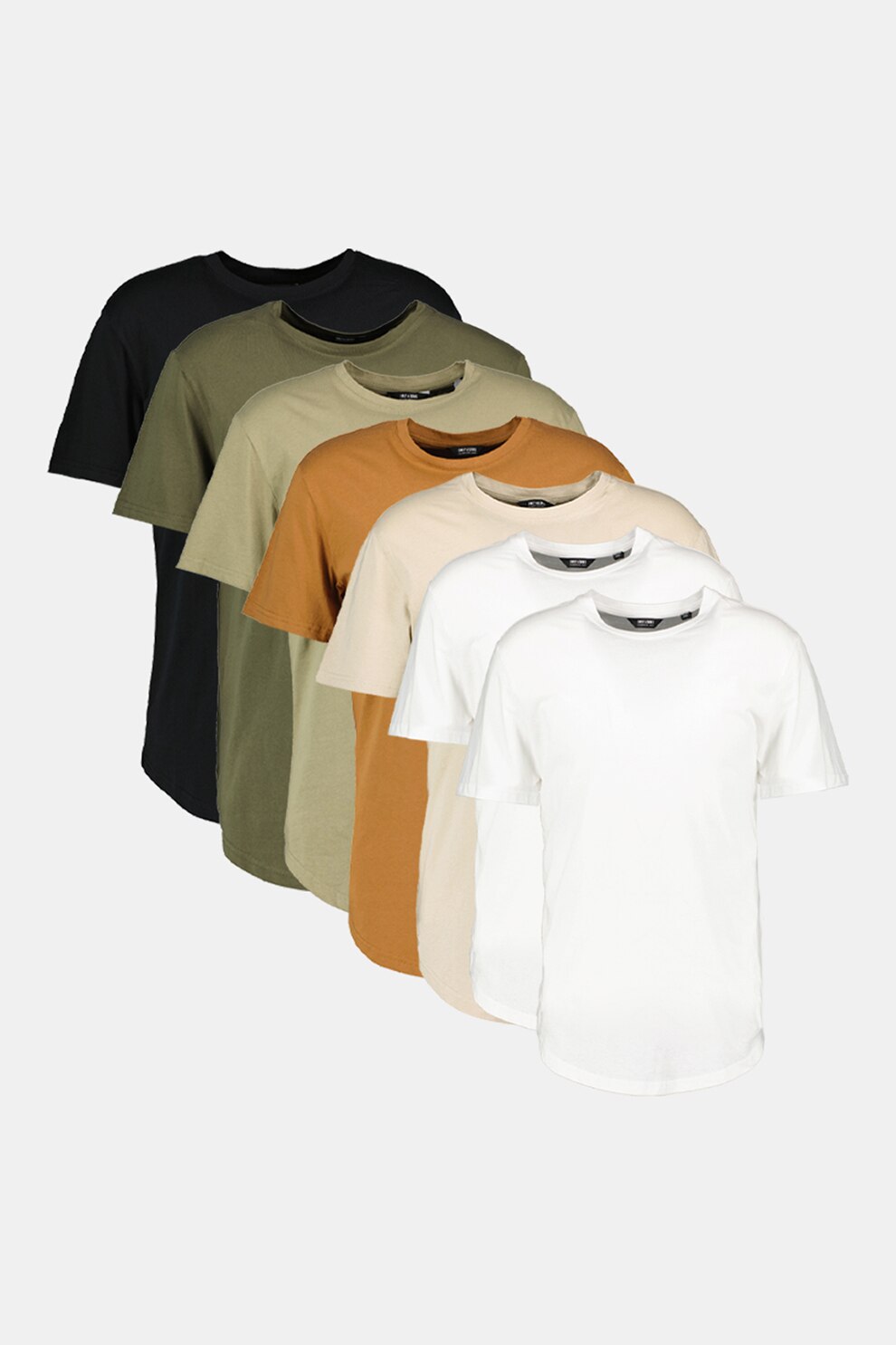 Only & Sons, Set de tricouri de bumbac cu decolteu la baza gatului Matt - 7 piese, Multicolora