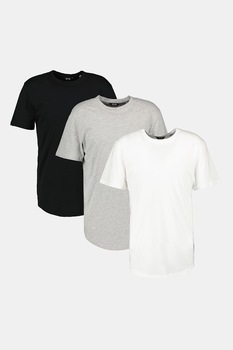 Only & Sons, Set de tricouri cu decolteu la baza gatului Matt - 3 piese, Gri deschis melange/Alb/Negru