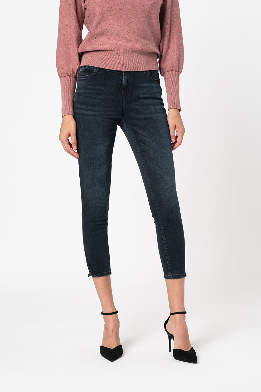 Noisy May, Blugi crop skinny Kimmy, Bleumarin inchis