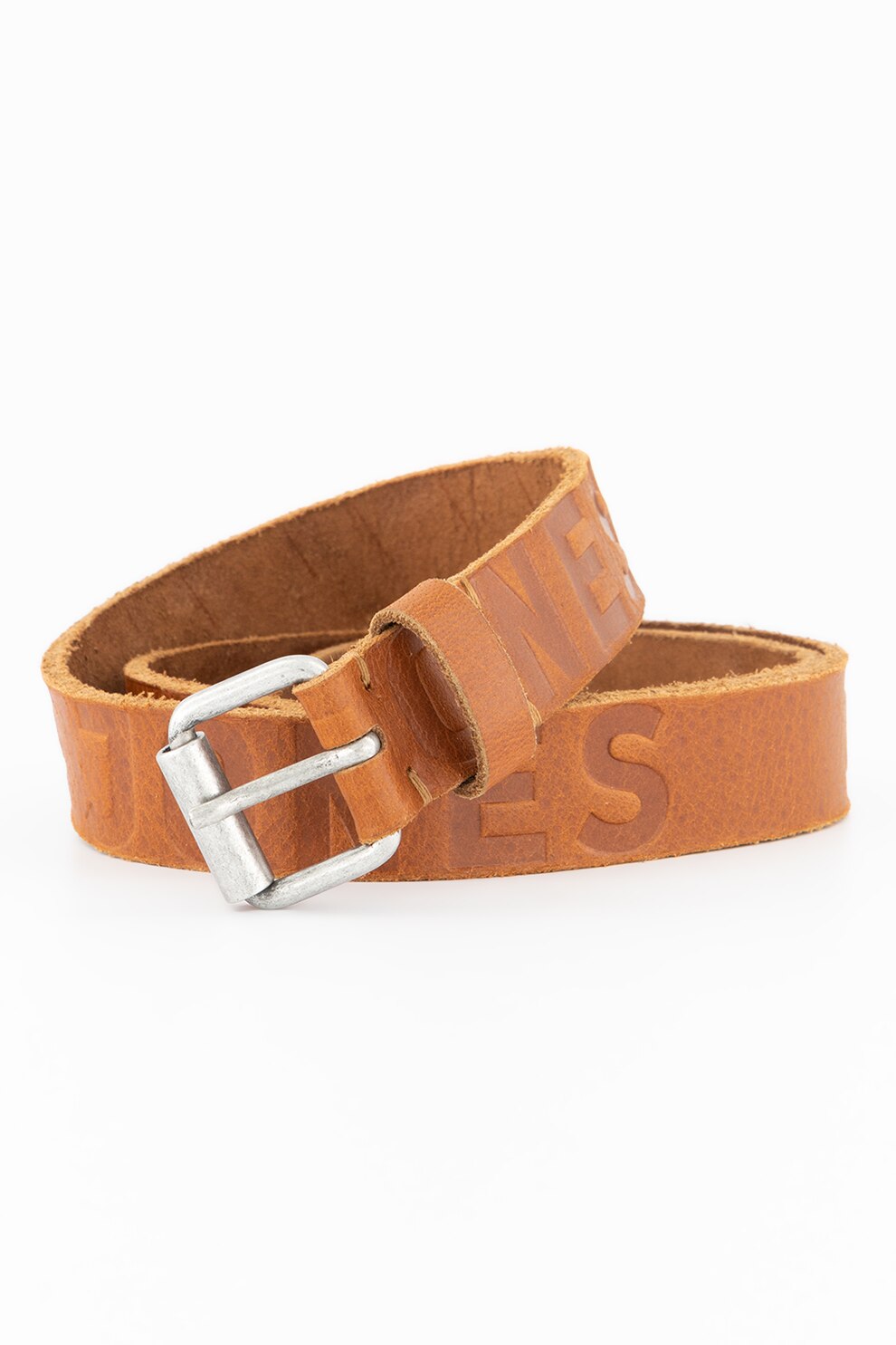 Jack&Jones, Curea din piele cu logo in relief, Scortisoara