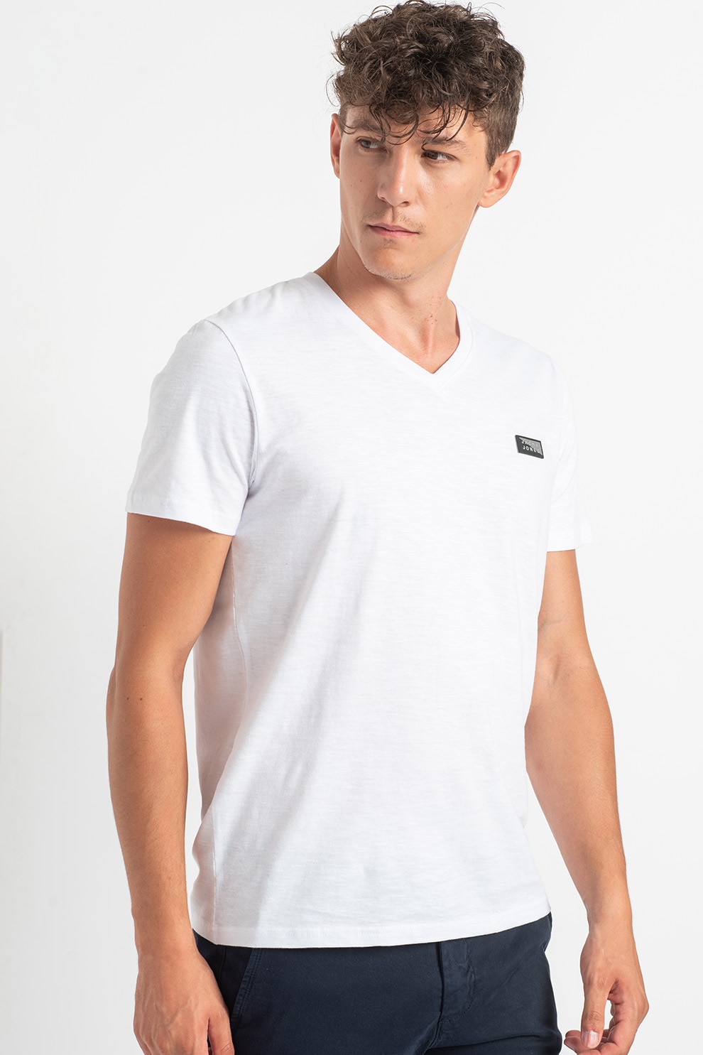 Jack&Jones, Tricou cu decolteu in V Dove, Alb
