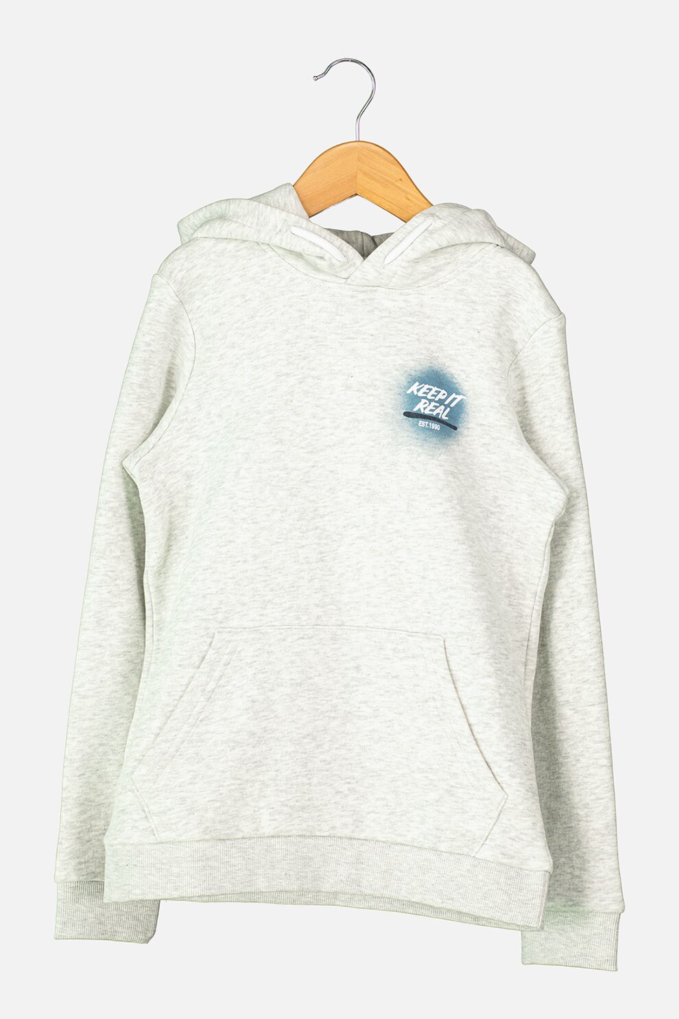 Jack&Jones, Hanorac cu buzunar kangaroo, Gri deschis melange