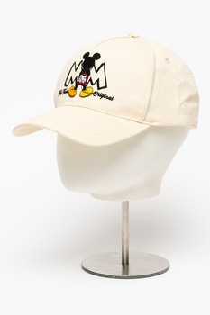 Jack&Jones, Sapca baseball din denim cu model brodat cu Mickey Mouse, Bej/Negru Jack&Jones, Sapca baseball din denim cu model brodat cu Mickey Mouse, Bej/Negru