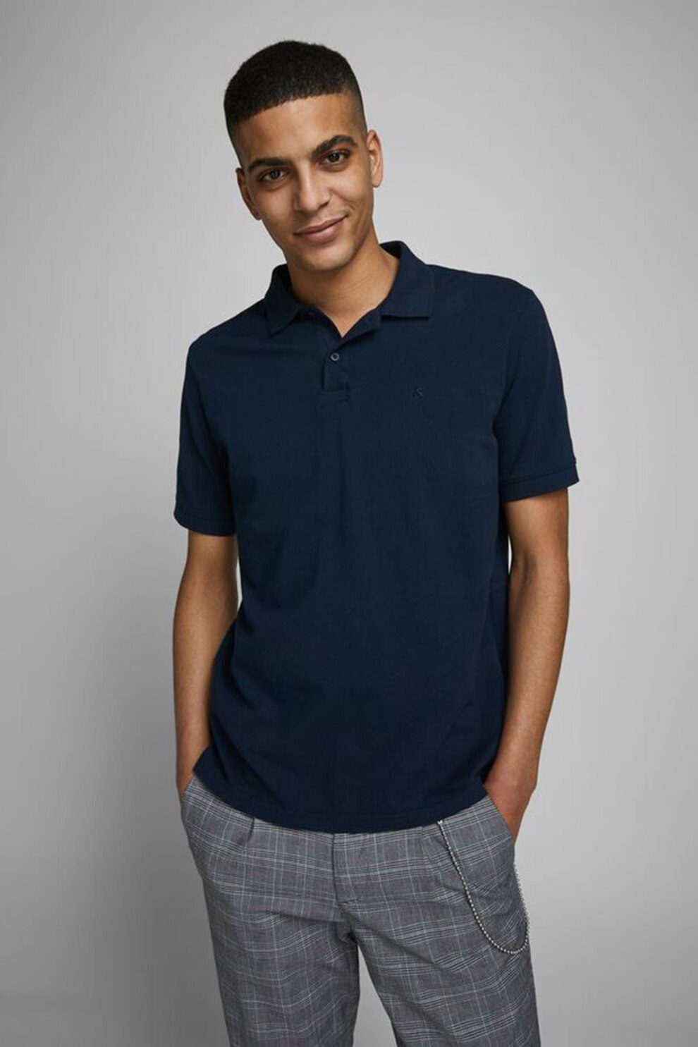 Jack&Jones, Set de tricouri polo - 3 piese, Alb/Bleumarin/Negru