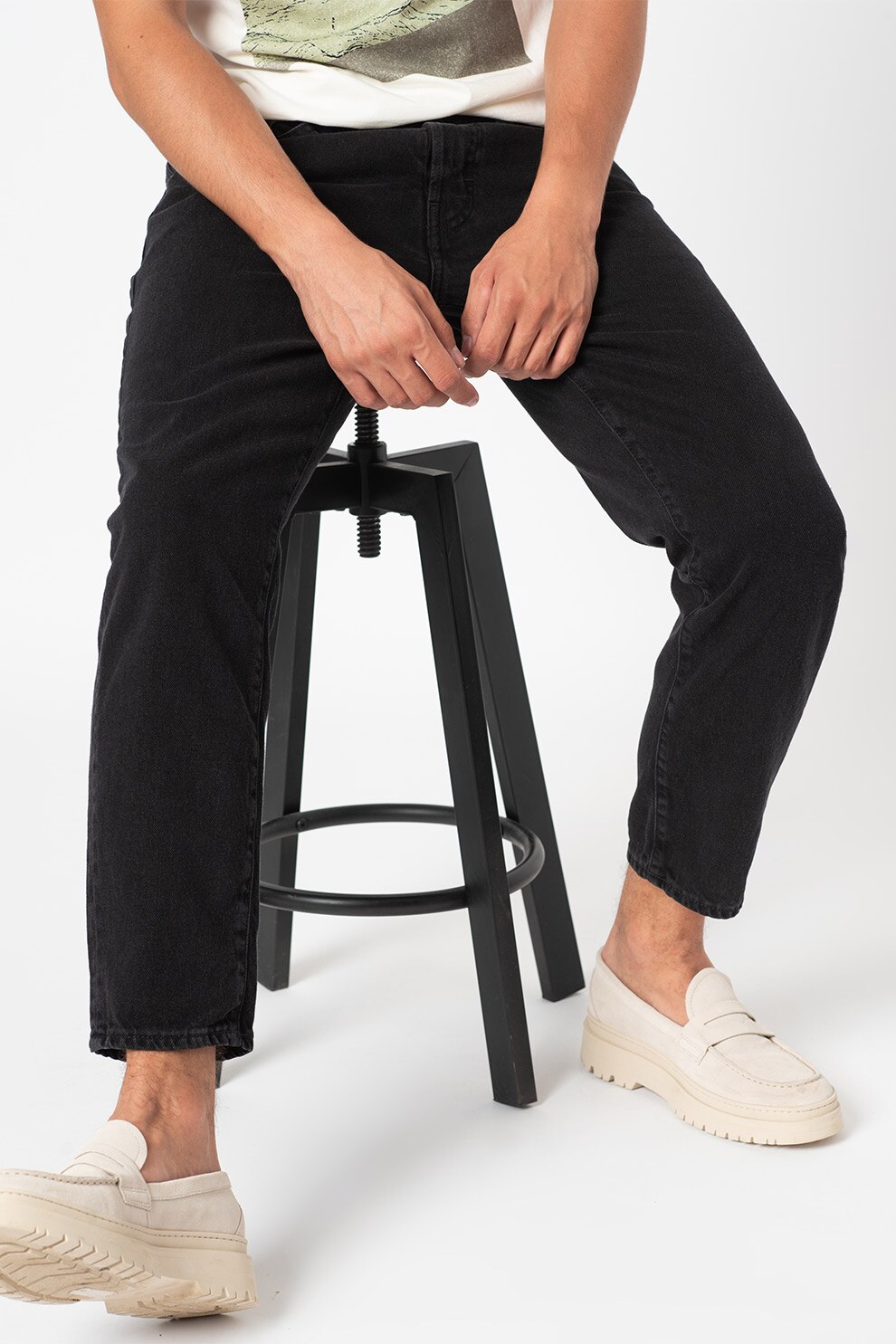 Jack&Jones, Blugi drepti regular fit Frank, Negru