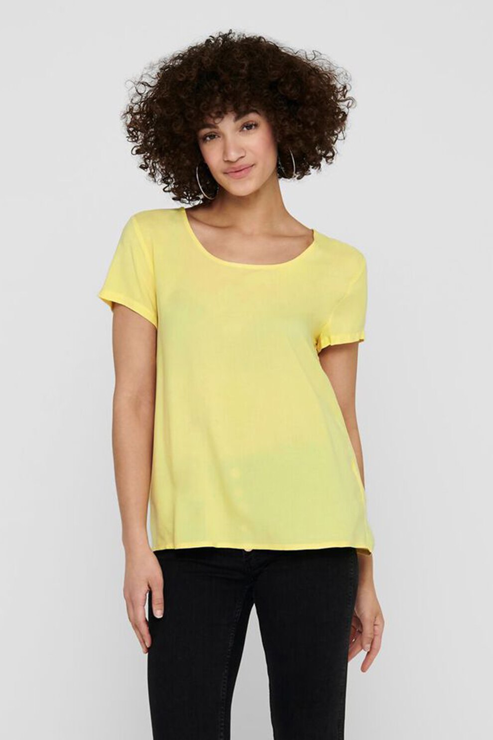 Only, Bluza cu maneci scurte si decolteu rotund, Galben