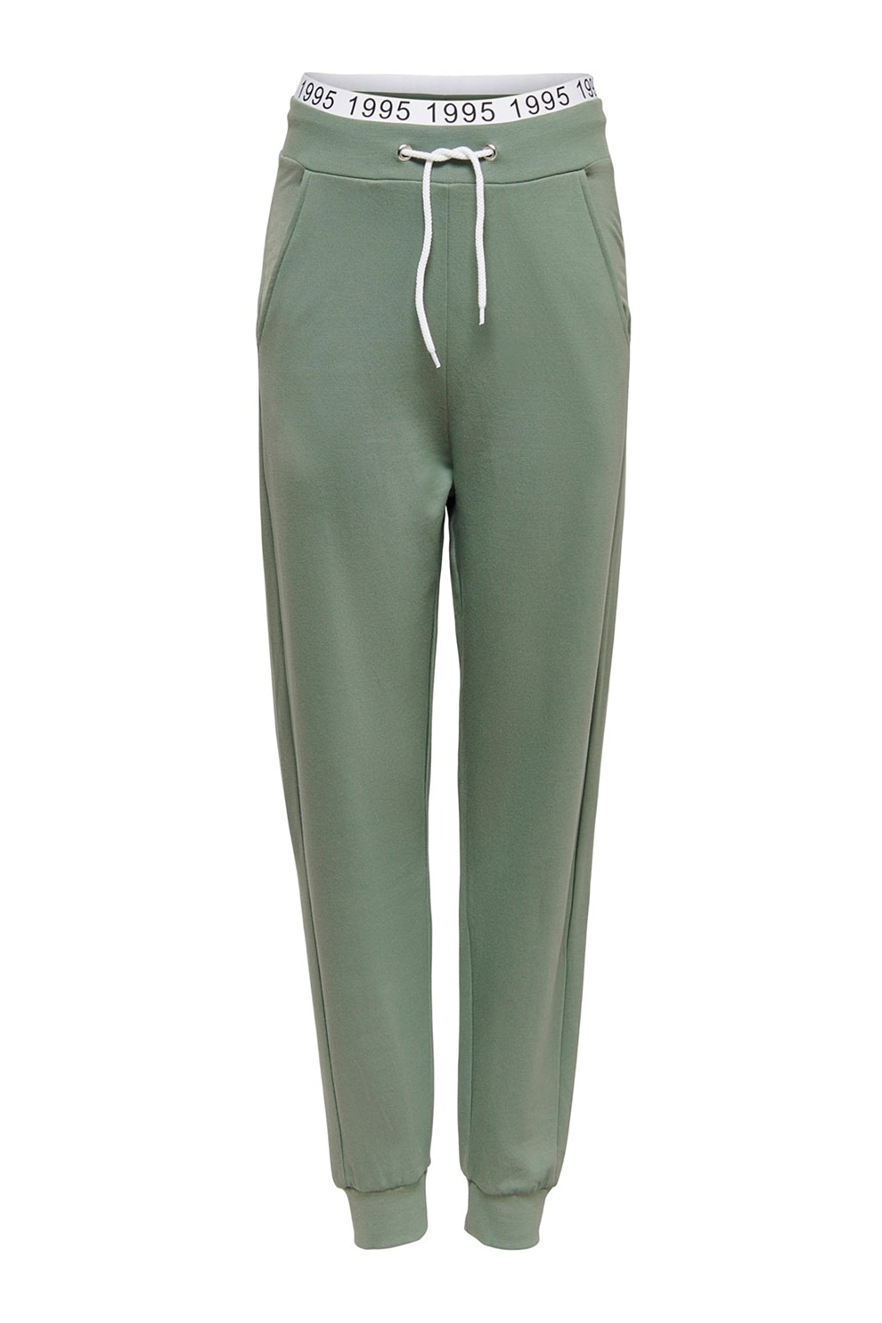 Only, Pantaloni sport cu snur, Verde sparanghel