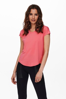 Only Play, Tricou cu decolteu in V, Roz somon Only Play, Tricou cu decolteu in V, Roz somon