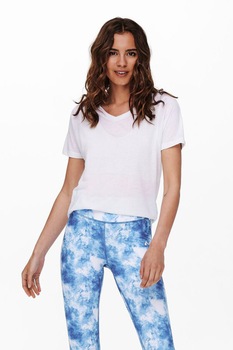 Only Play, Tricou cu model uni si decolteu in V, Alb Only Play, Tricou cu model uni si decolteu in V, Alb