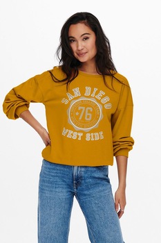 JdY, Bluza sport din amestec de bumbac cu imprimeu, Galben sofran JdY, Bluza sport din amestec de bumbac cu imprimeu, Galben sofran