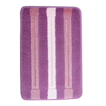 Covoras baie Minni, 40x60cm, antiderapant, polipropilena, culoare mov lila, model dungi paralele, gramaj 275 g Covoras baie Minni, 40x60cm, antiderapant, polipropilena, culoare mov lila, model dungi paralele, gramaj 275 g