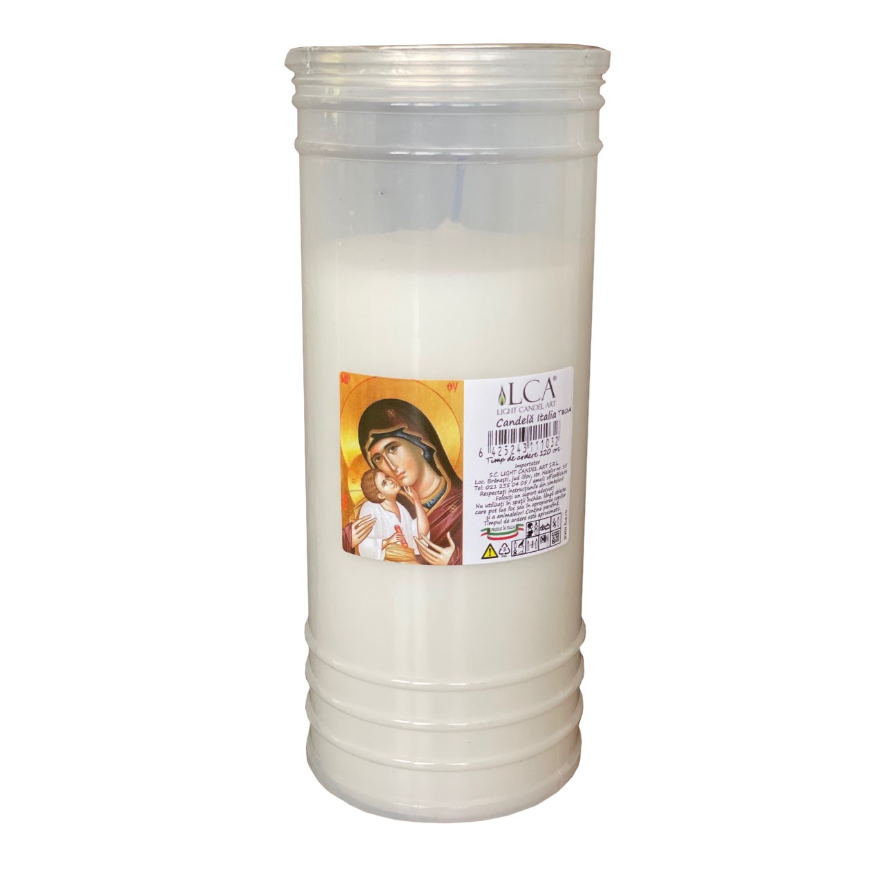 Candela cu capac anti-vant T80 Alb