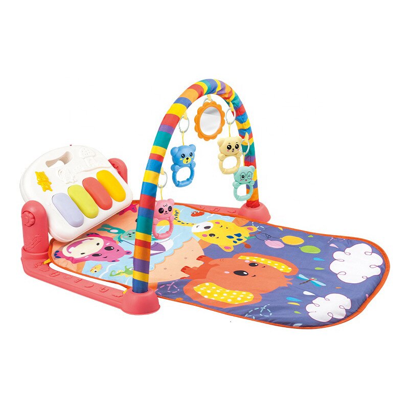 Centru de Activitati 4 in 1 pentru Bebelusi Salamandra Kids, Salteluta muzicala cu Lumini Creativa si Interactiva, Oglinda, Jucarii detasabile pentru Dentitie