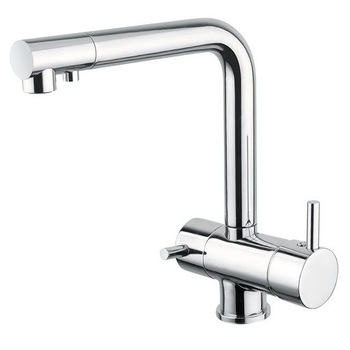 Baterie bucatarie Alveus Aquila, pentru apa filtrata, rece si calda, 3 cai, permite conectare filtru apa, cartus ceramic, aerator, Crom Baterie bucatarie Alveus Aquila, pentru apa filtrata, rece si calda, 3 cai, permite conectare filtru apa, cartus ceramic, aerator, Crom