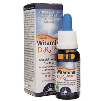 Supliment alimentar Dr. Jacob, Vitamina D3 + K2 FORTE, 20 ml Supliment alimentar Dr. Jacob, Vitamina D3 + K2 FORTE, 20 ml
