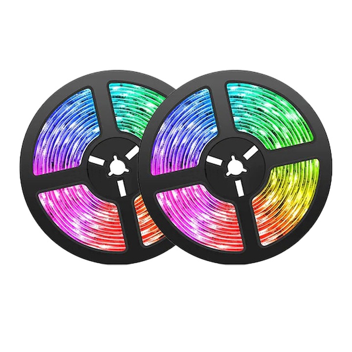 GREATON® LED szalag készlet, többszínű, 10 méter (2x5m), távirányítóval vezérelhető, rugalmas, vízálló, 12V