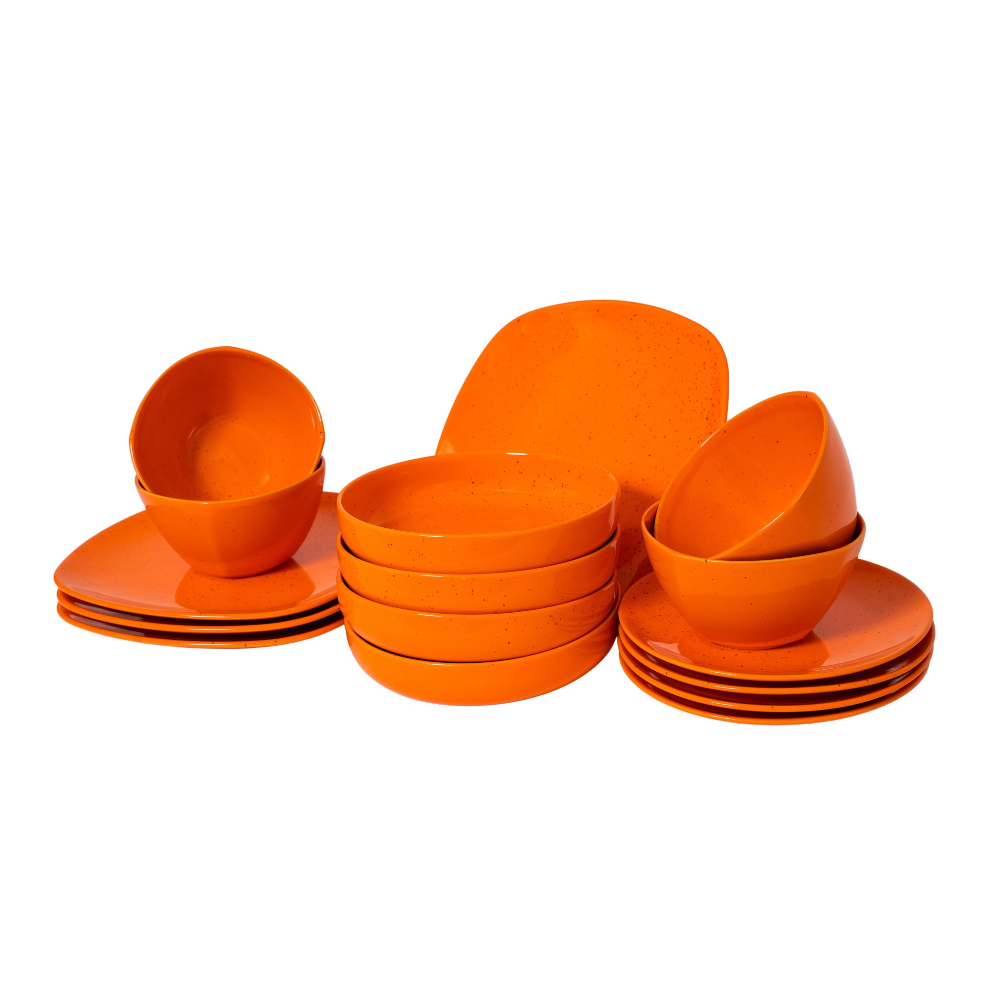 Set Complet Serviciu De Masa Porto De Sagunto, 16 piese, Cesiro, Portocaliu