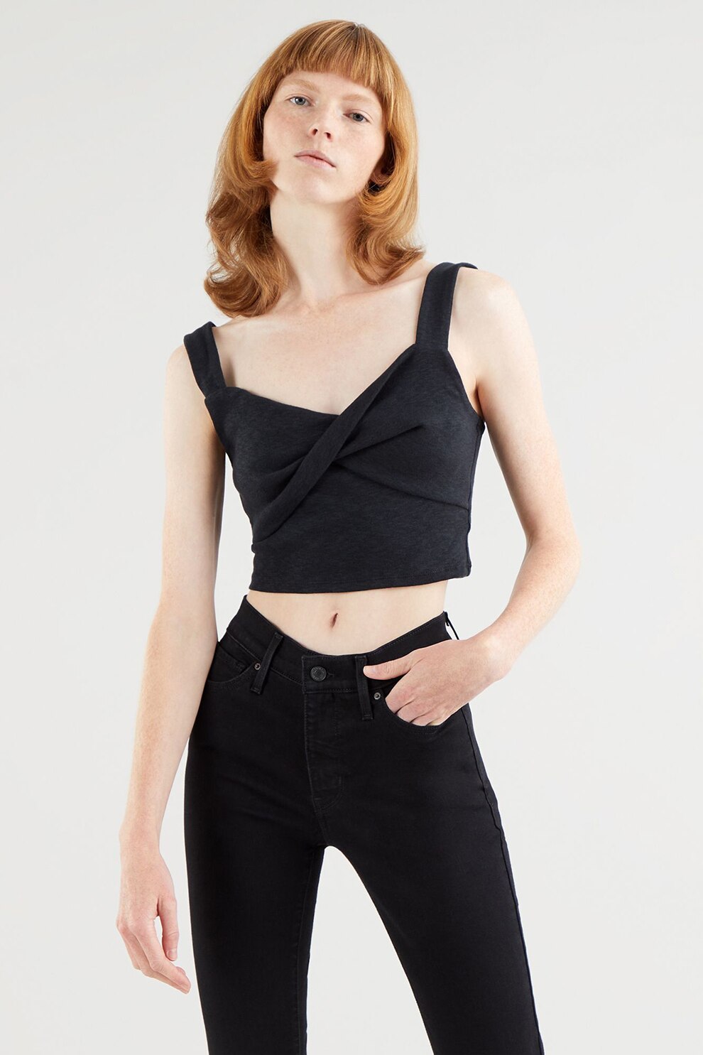 Levi's, Top crop de jerseu, Negru