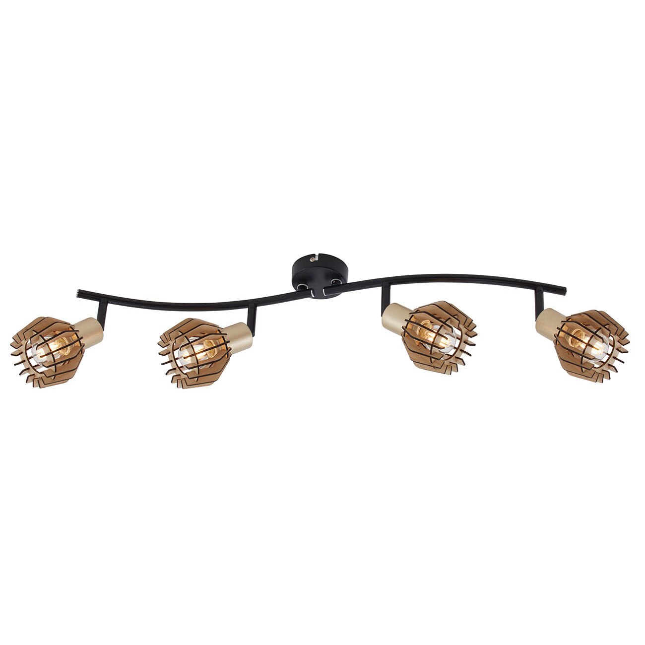 Aplica Briloner Nature 4 Spot Lemn Metal E14 5.5W IP 20