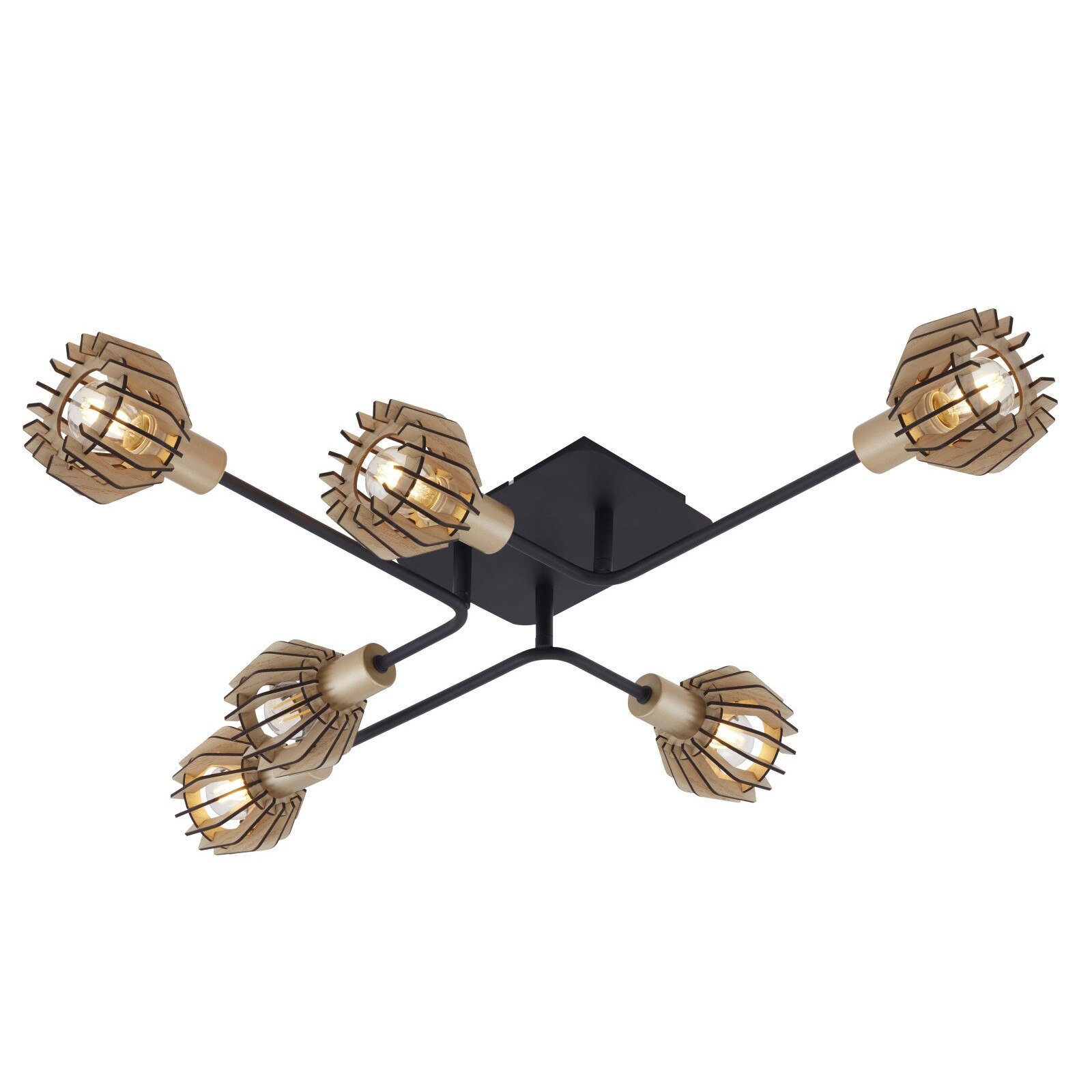 Aplica Briloner Nature 6 Spot Lemn Metal E14 5.5W IP 20