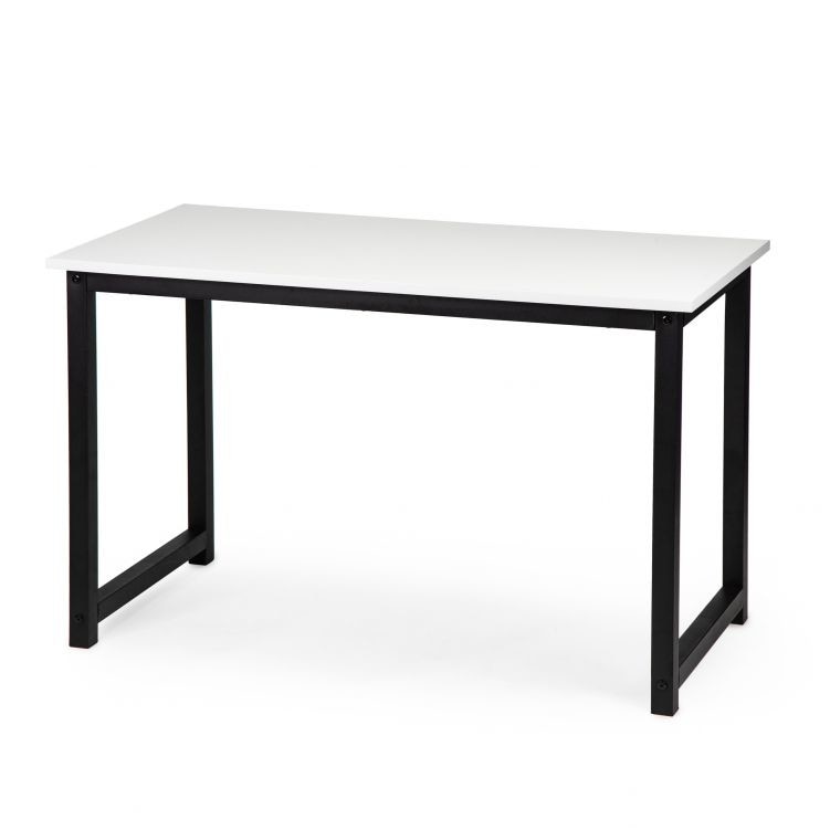 Birou modern lemn si metal, alb/negru, 120x60x73 cm