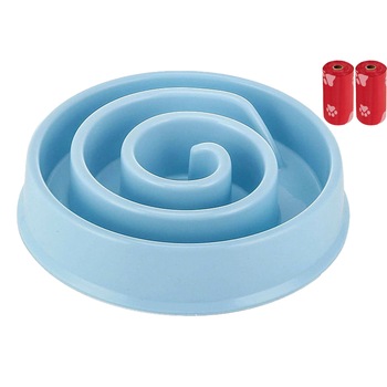 Set Castron Hranire Lenta Caini FizioTab® si 2 Pungi Igienice, pentru Prevenirea Indigestiei, Antiderapant, Labirint Albastru Set Castron Hranire Lenta Caini FizioTab® si 2 Pungi Igienice, pentru Prevenirea Indigestiei, Antiderapant, Labirint Albastru