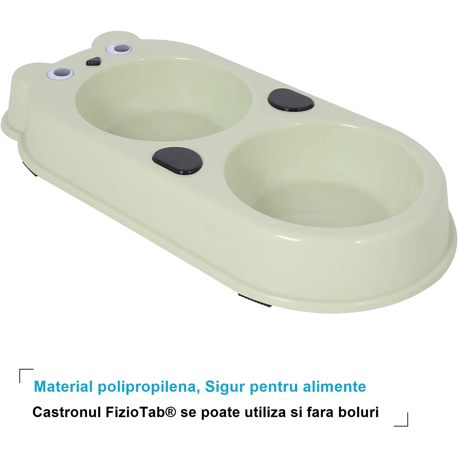 Set Castron Hranire FizioTab Panda Cu 2 Boluri De Inox Si 2 Pungi Igienice Pentru Pisici Si