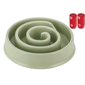 Set Castron Hranire Lenta Caini FizioTab® si 2 Pungi Igienice, pentru Prevenirea Indigestiei, Antiderapant, Labirint Verde Set Castron Hranire Lenta Caini FizioTab® si 2 Pungi Igienice, pentru Prevenirea Indigestiei, Antiderapant, Labirint Verde