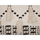 Puff Bézs, Fekete Pamut Kötött Dekoratív Bojtokkal, Boho Design